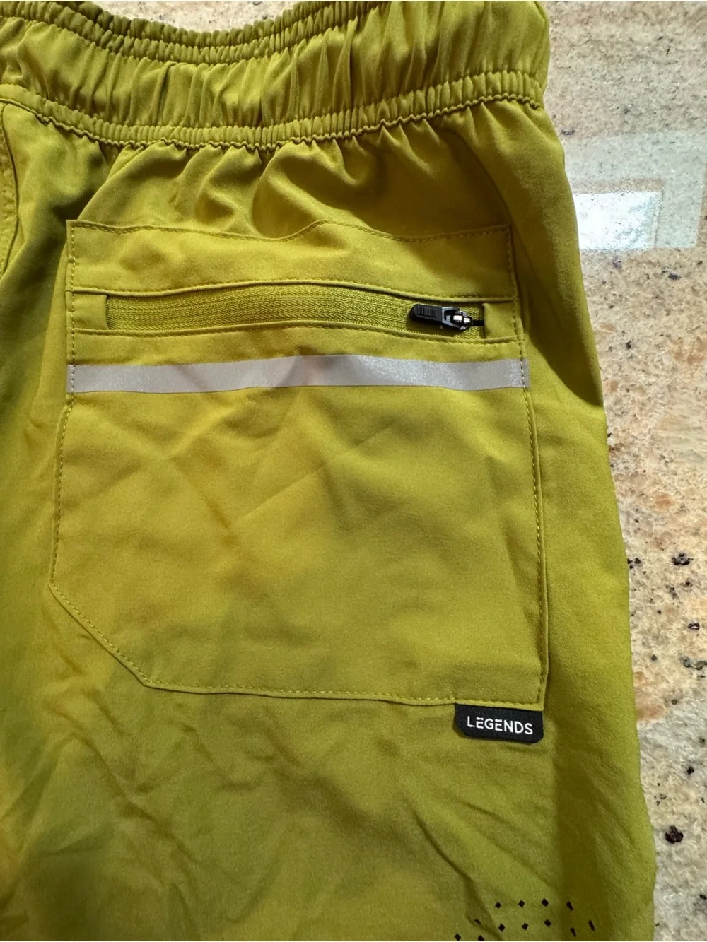 Men's Athletic Shorts in Olive Green with Drawstring by Legends